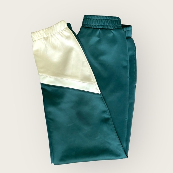 Zara High Waist Colorblock Joggers - Green Satin Athleisure | Y2K Gorpcore Small - Picture 3 of 4